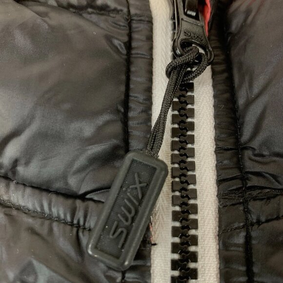 Swix Down Feather Hooded Puffer Jacket Size XS Quilted Full Zip Colorblock - Picture 9 of 13